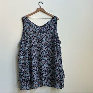 Lane Bryant Size 30/32 Swing Double Layer Floral Chiffon Tank Sleeveless Top
